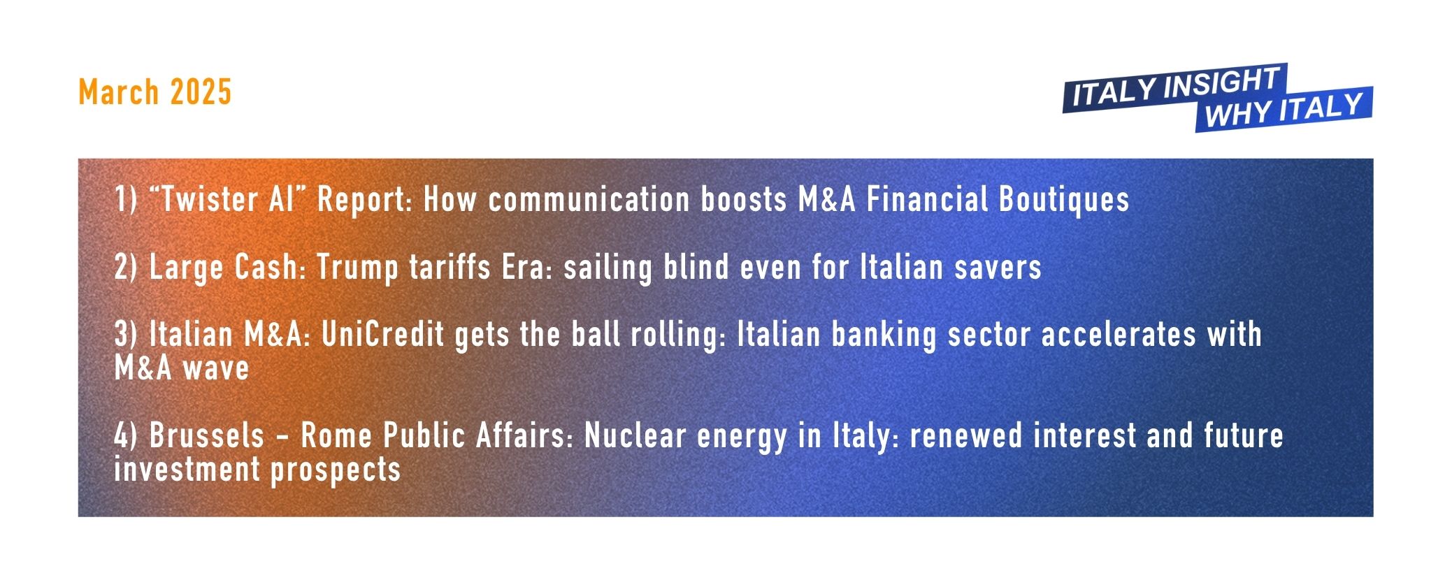 Italy Insight Why Italy - Report