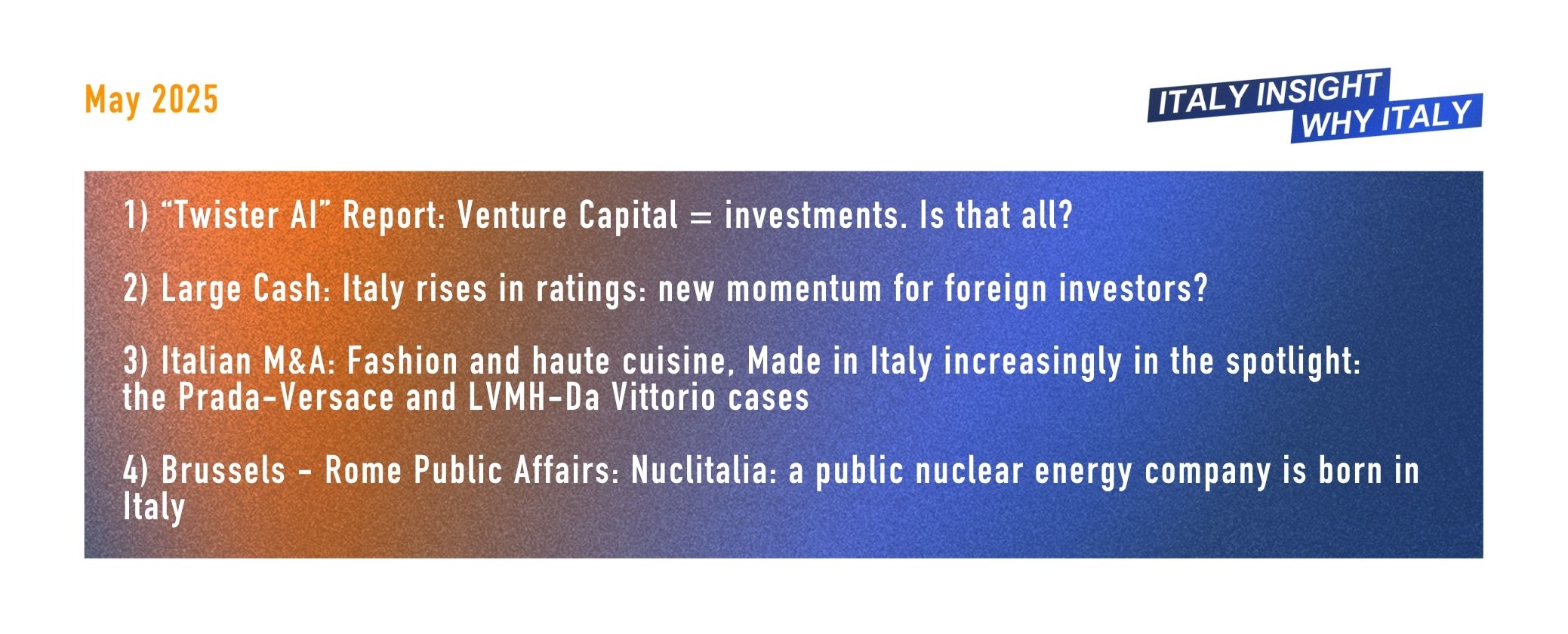 Italy Insight Why Italy - Report