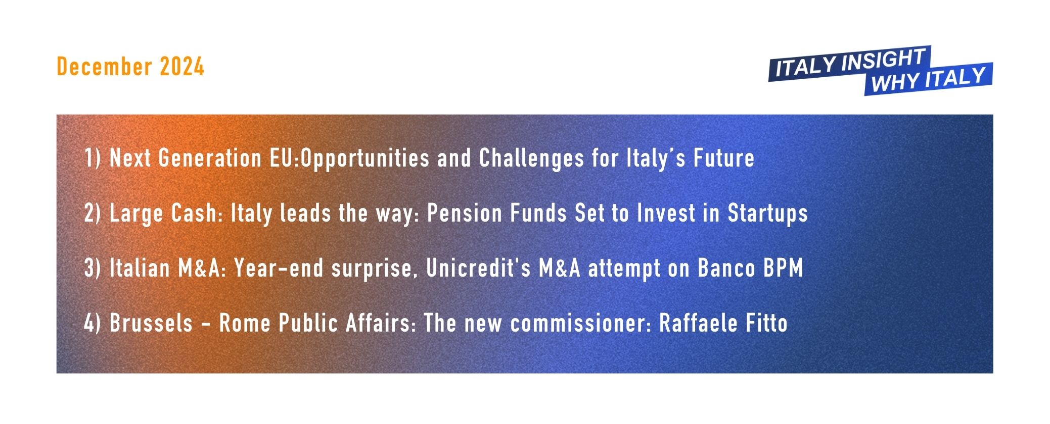 Italy Insight Why Italy - Report